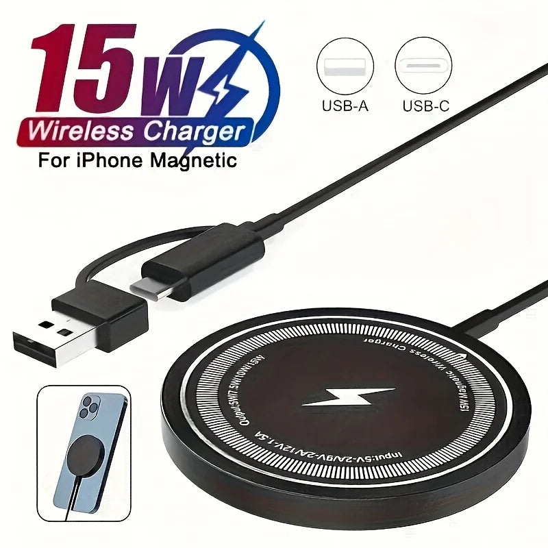 15W Fast Wireless Charger (USB-C + USB-A)