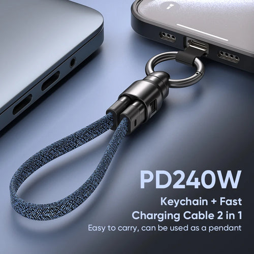 240W USB-C to USB-C Fast Charging Keychain Cable