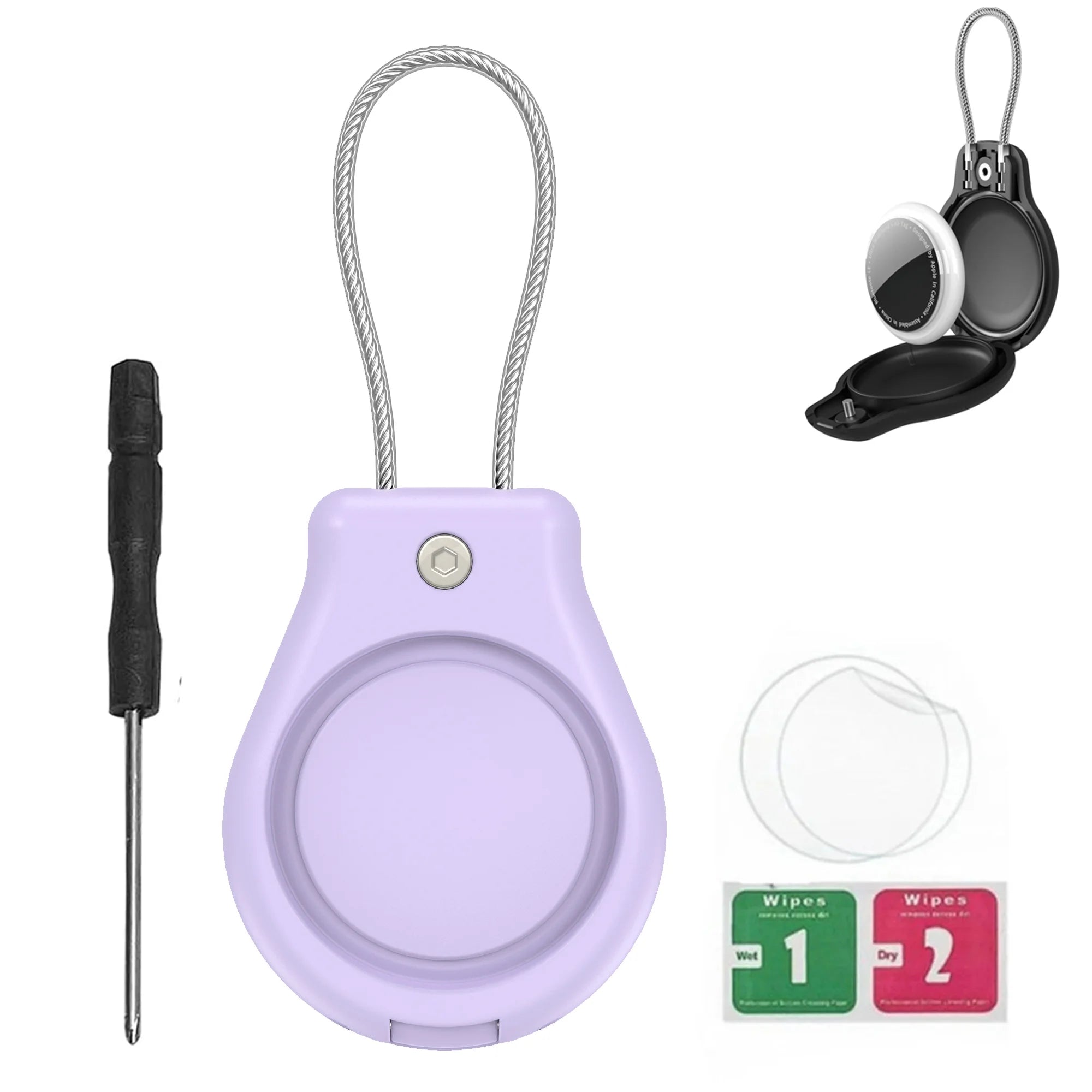 Secure AirTag Holder with Metal Keyring