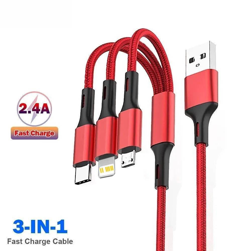 Multi-Port 3-in-1 Charger Cable – 1.2m