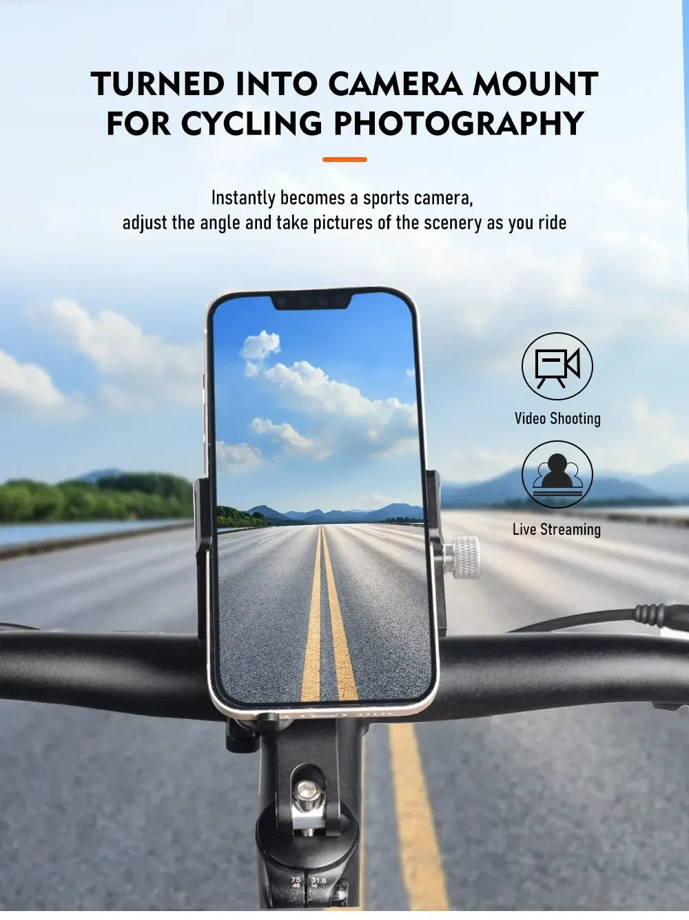 Adjustable Aluminum Bike Phone Mount – Non-Slip
