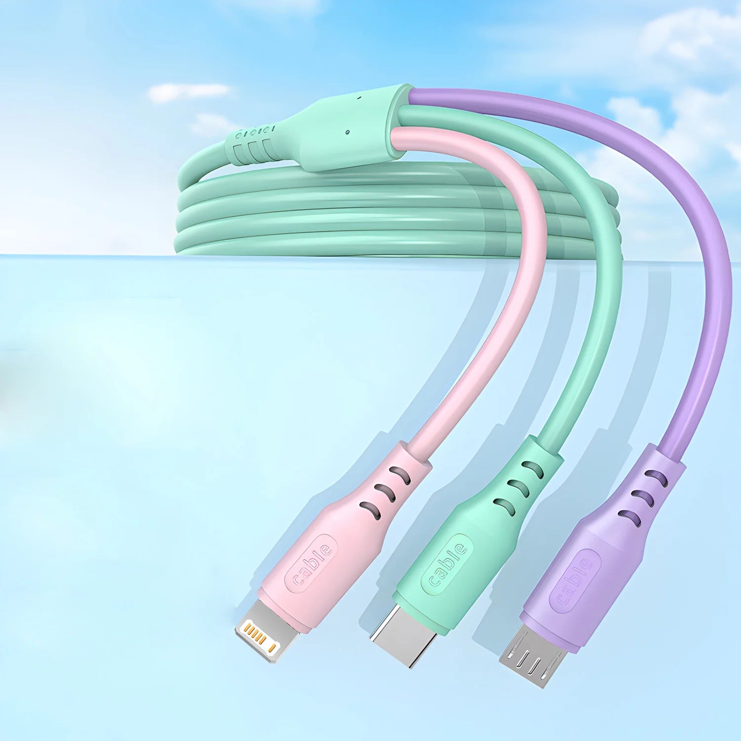 Universal 3-in-1 Charger Cable for iPhone & Android