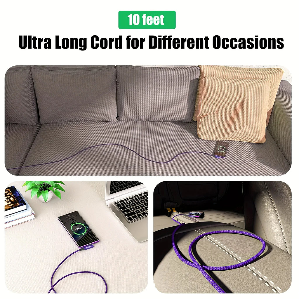 Purple USB-C to USB-A Charging Cable – 1–3m