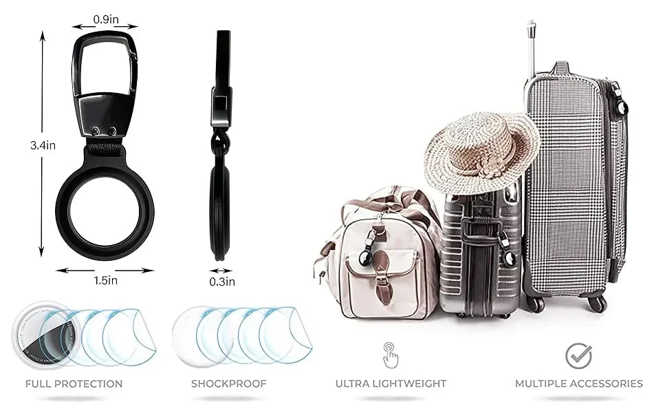 Secure AirTag Holder with Metal Keyring