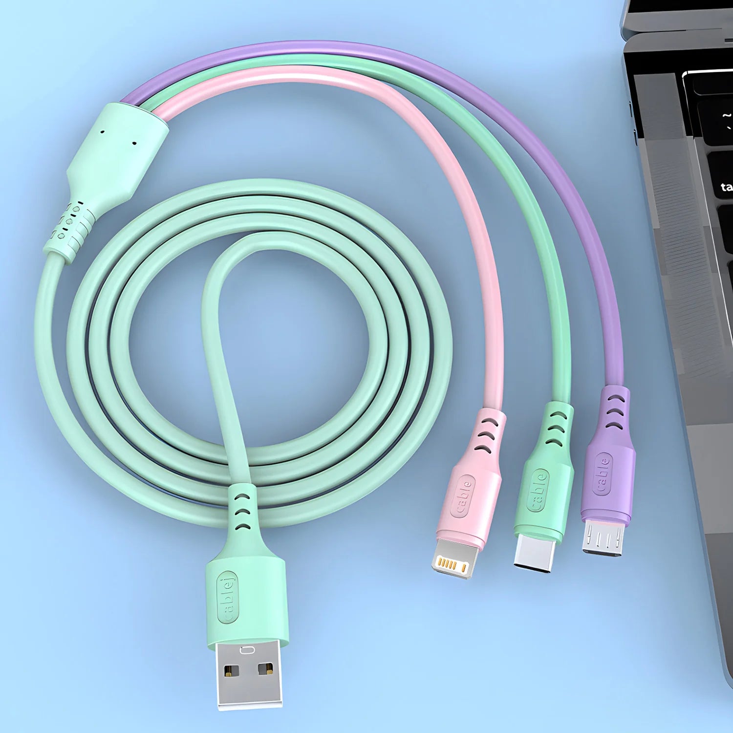 Universal 3-in-1 Charger Cable for iPhone & Android
