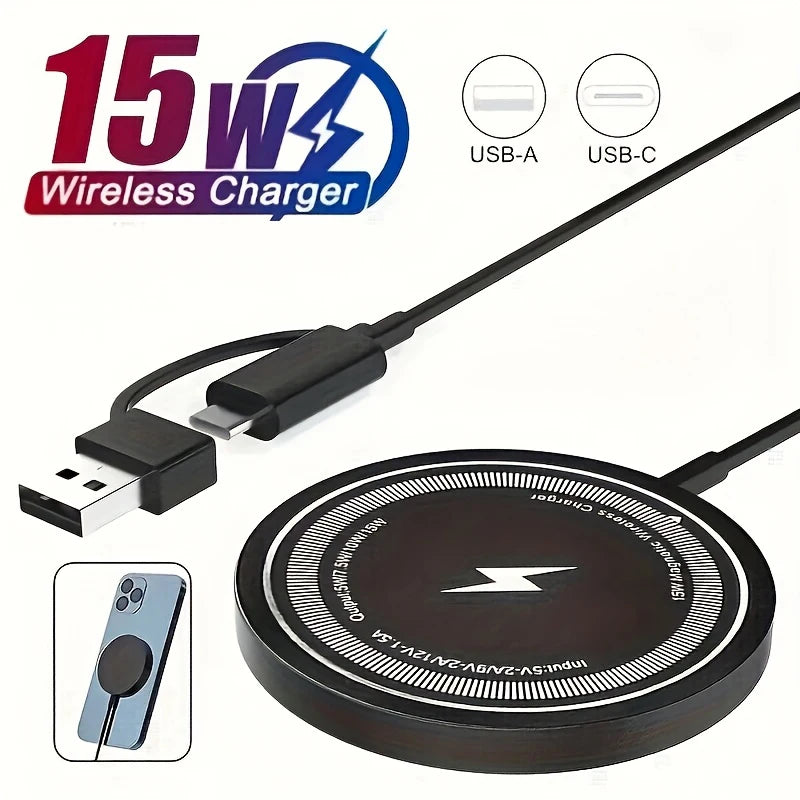 15W Fast Wireless Charger (USB-C + USB-A)