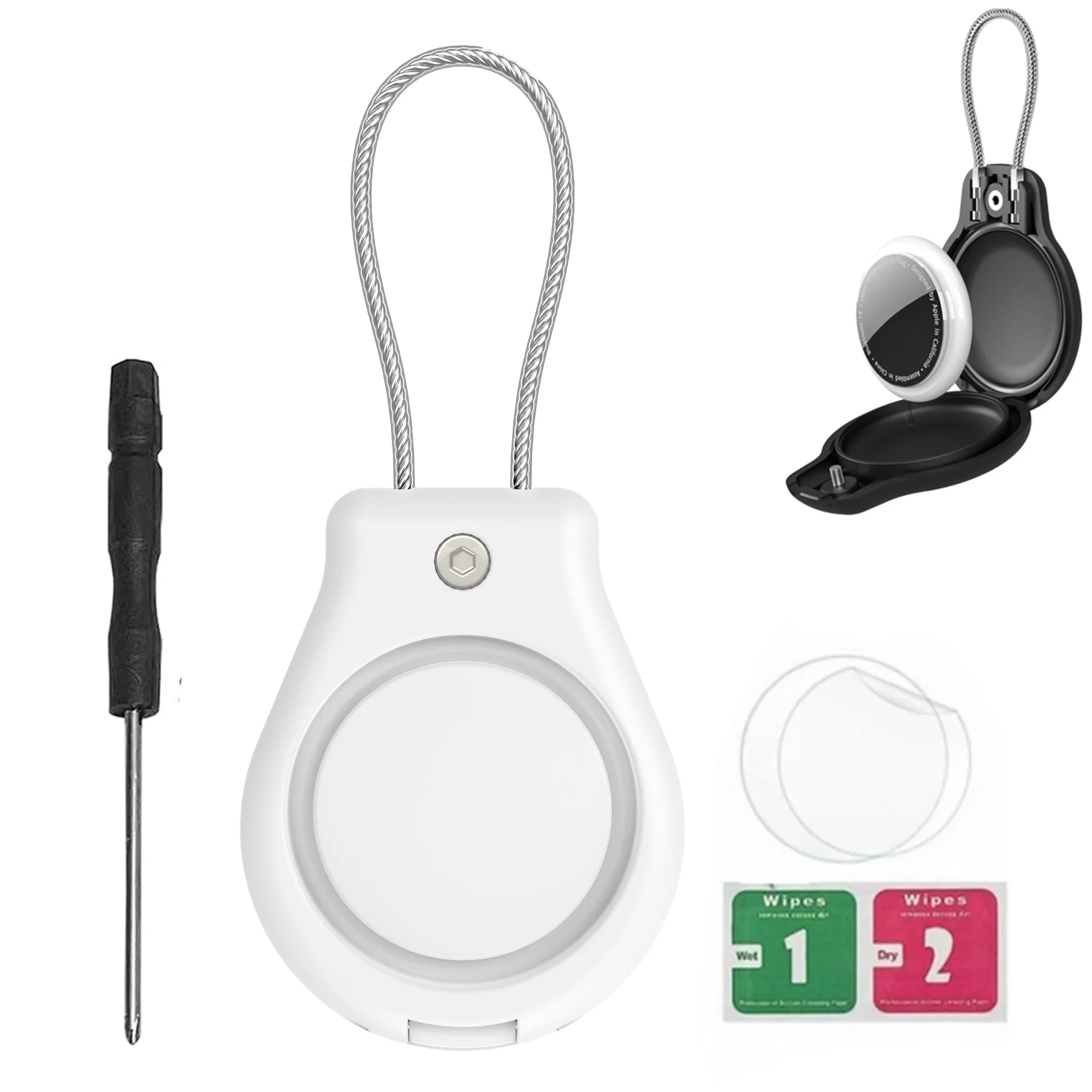 Secure AirTag Holder with Metal Keyring