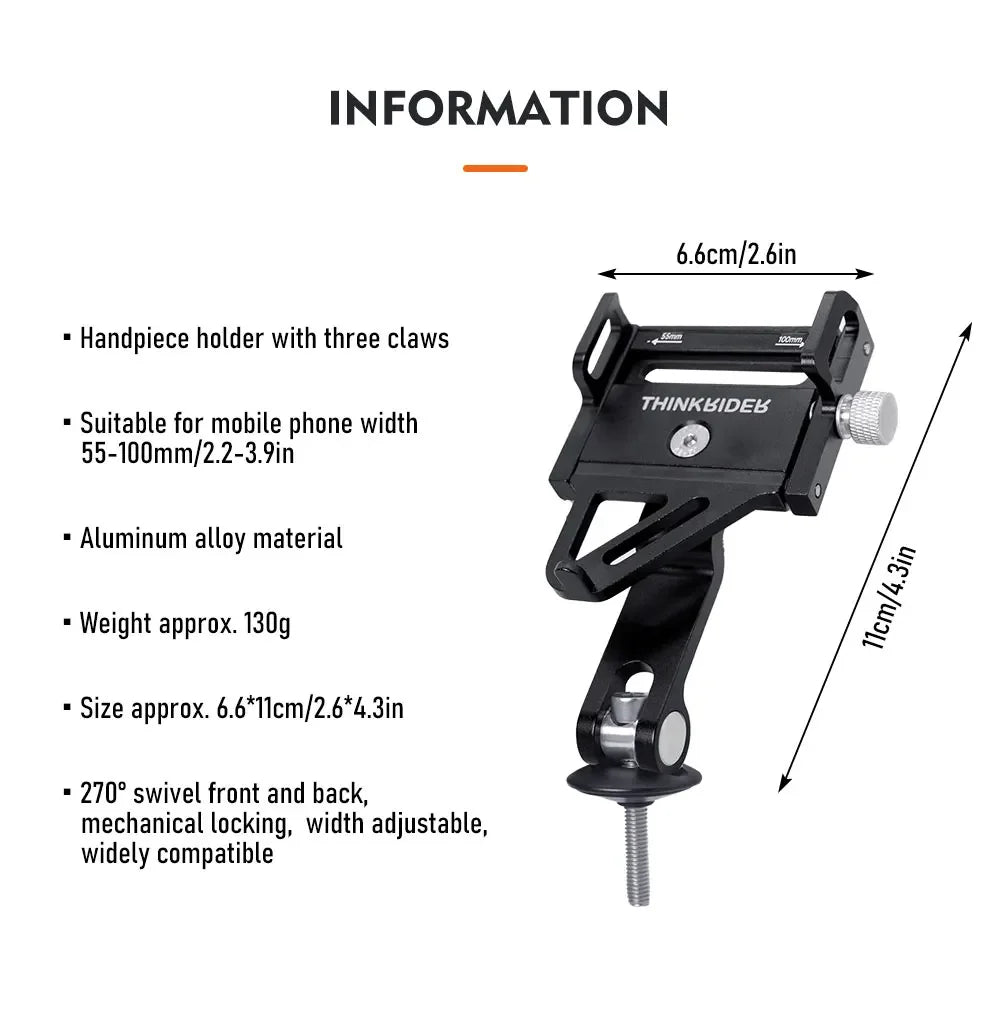 Adjustable Aluminum Bike Phone Mount – Non-Slip