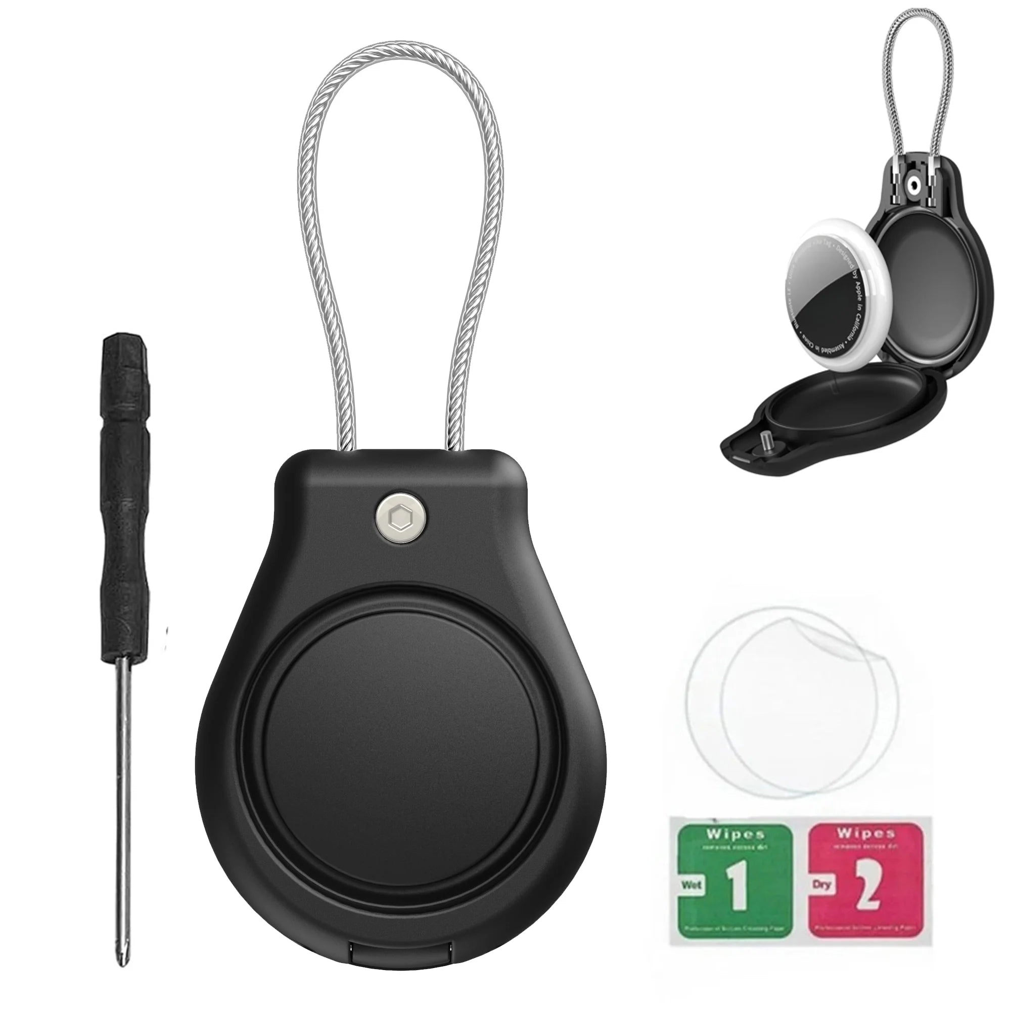 Secure AirTag Holder with Metal Keyring