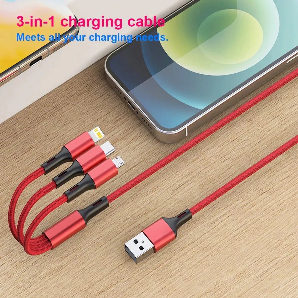 Multi-Port 3-in-1 Charger Cable – 1.2m