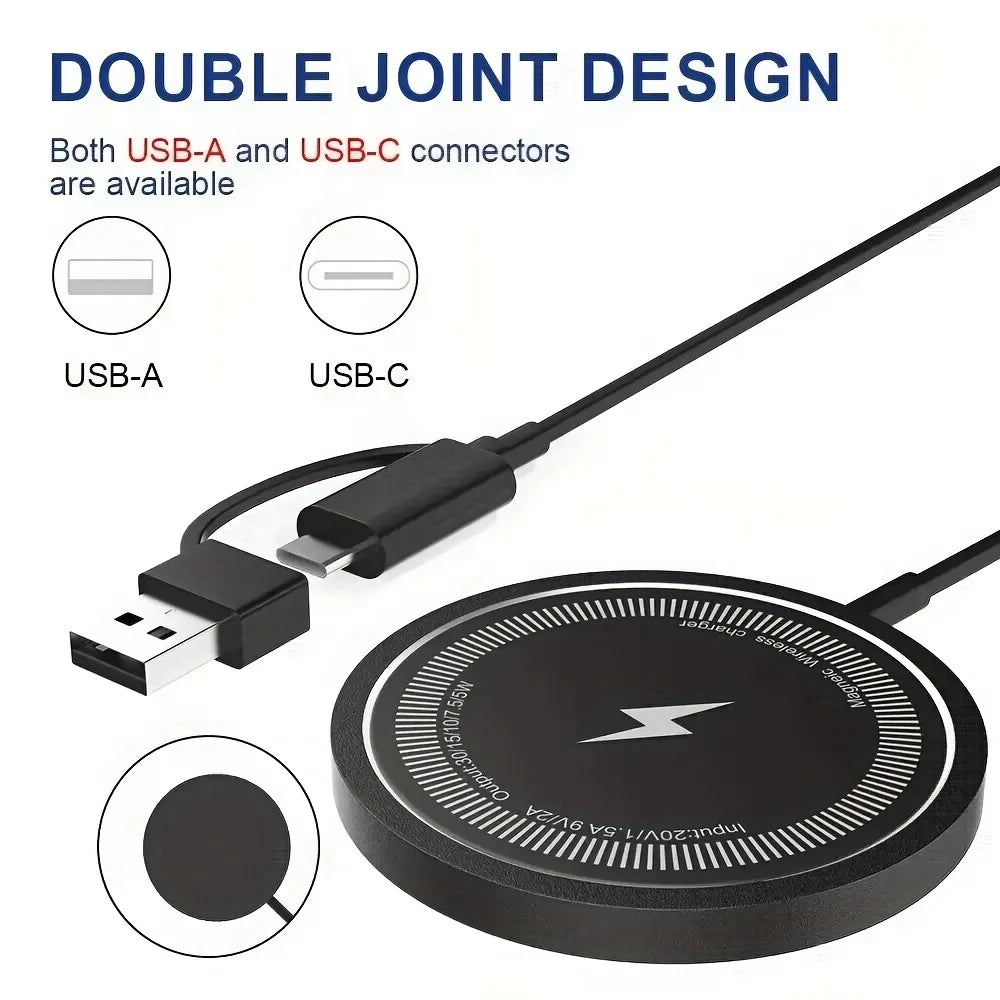 15W Fast Wireless Charger (USB-C + USB-A)