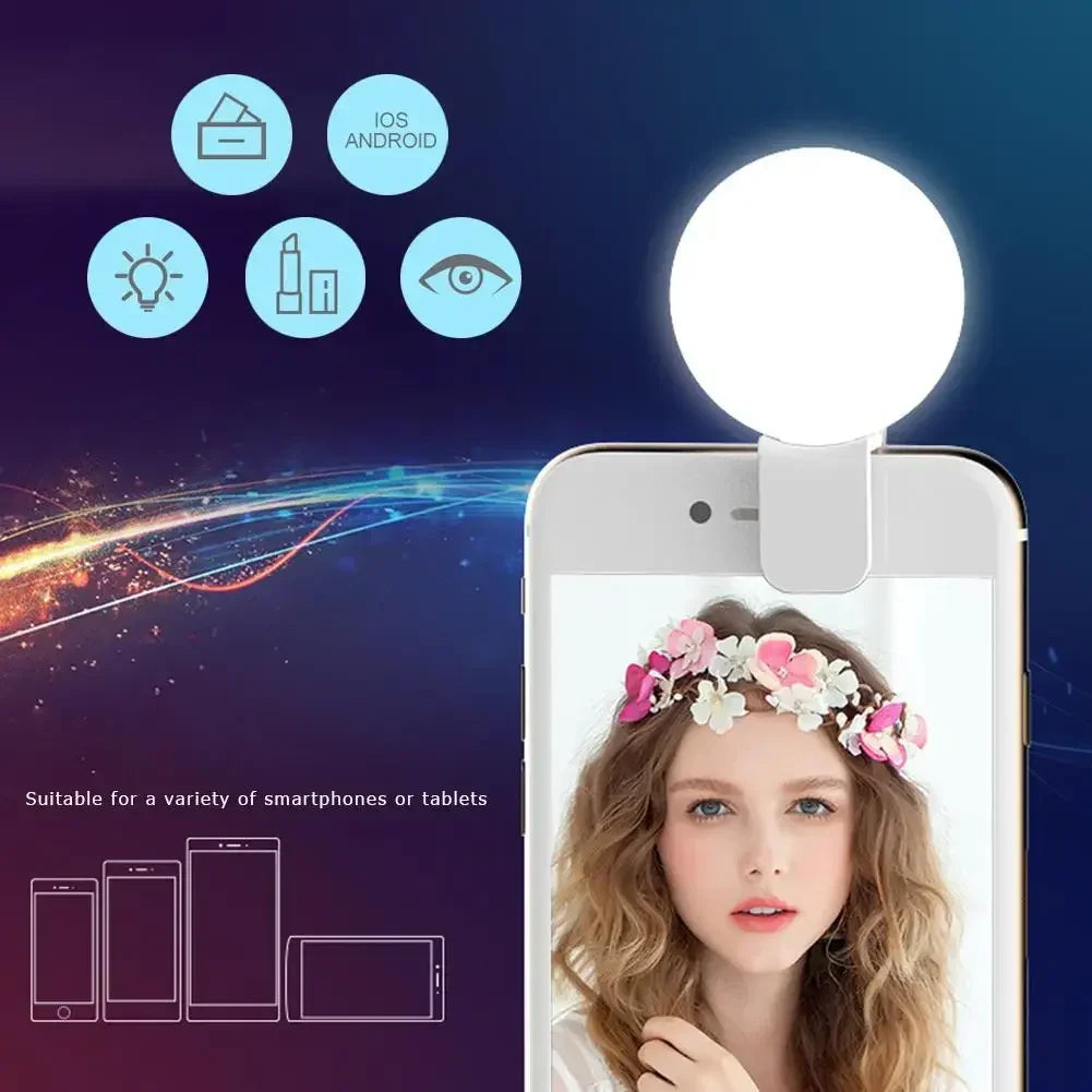 Mini Clip-On LED Selfie Ring Light for Phones