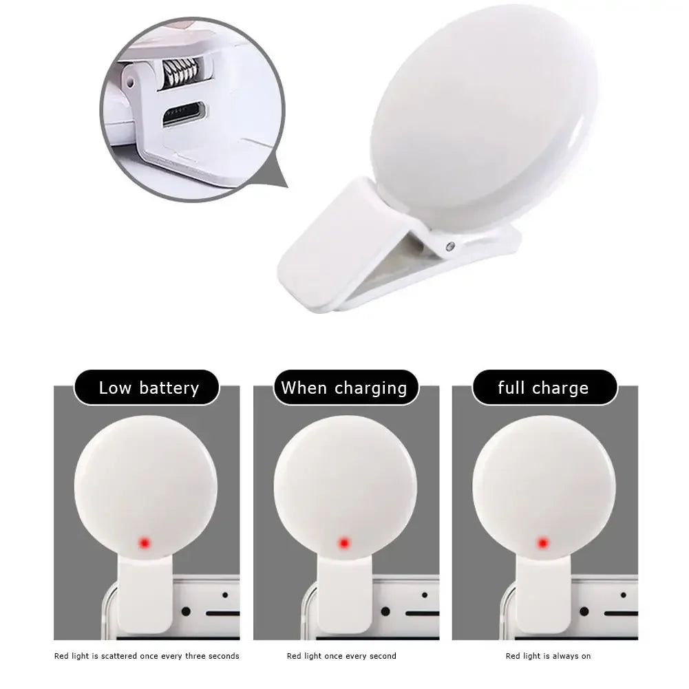 Mini Clip-On LED Selfie Ring Light for Phones