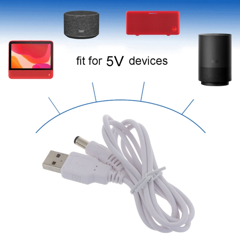 USB to DC 5V Cable – 5.5×2.5mm, 1–3m