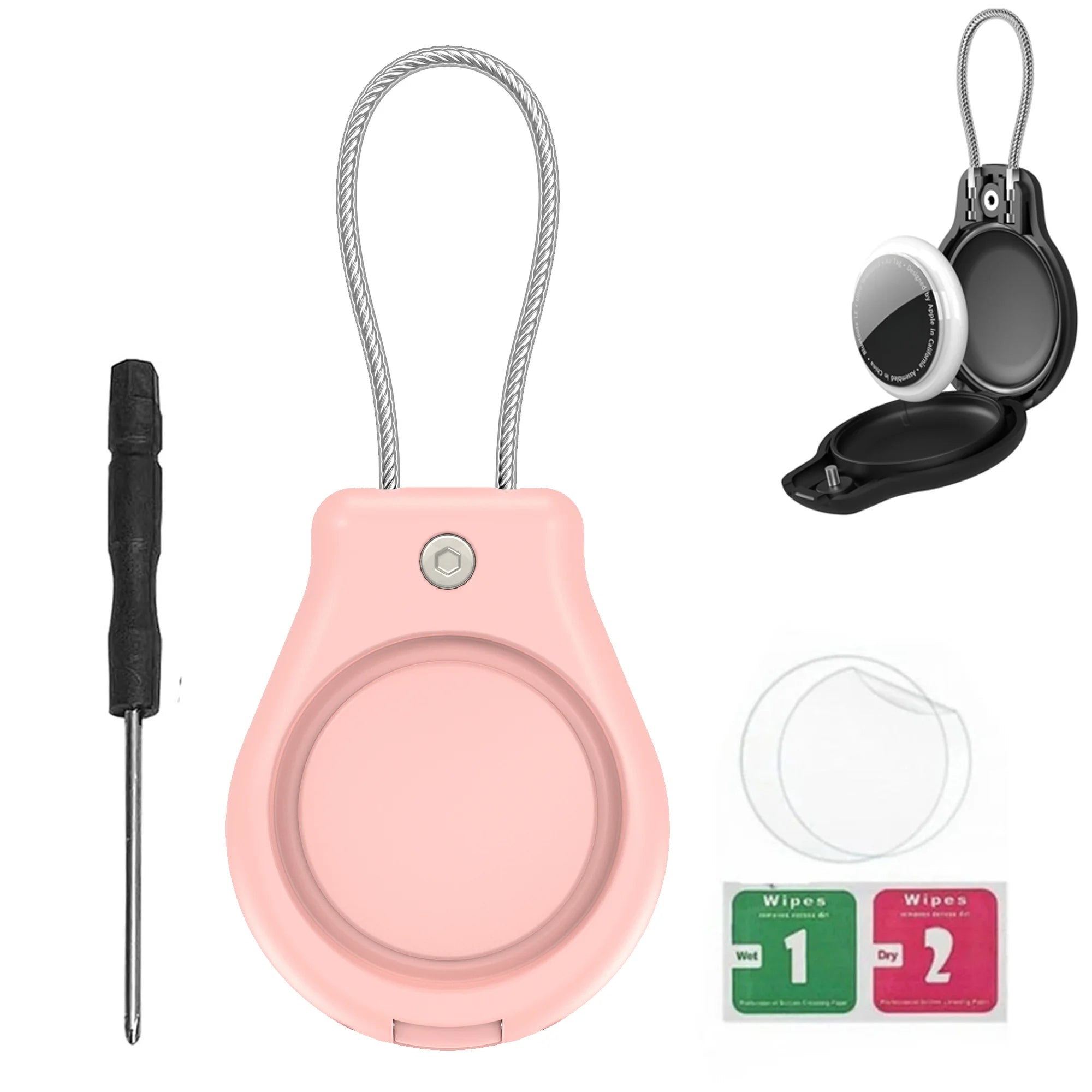 Secure AirTag Holder with Metal Keyring