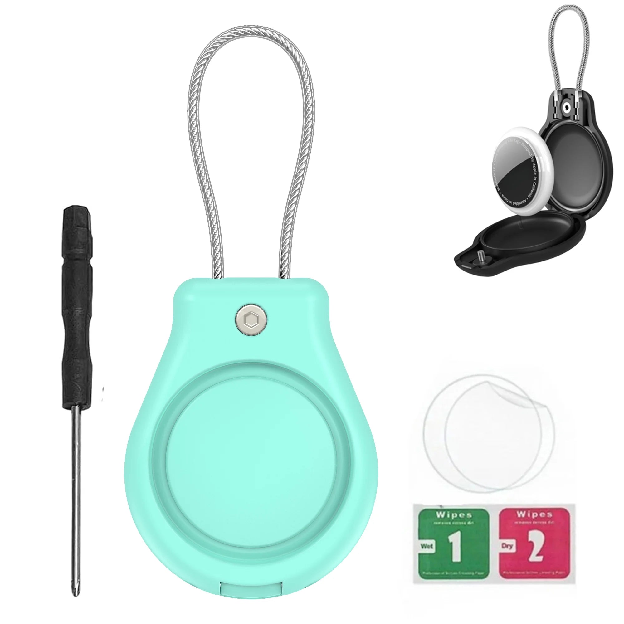 Secure AirTag Holder with Metal Keyring