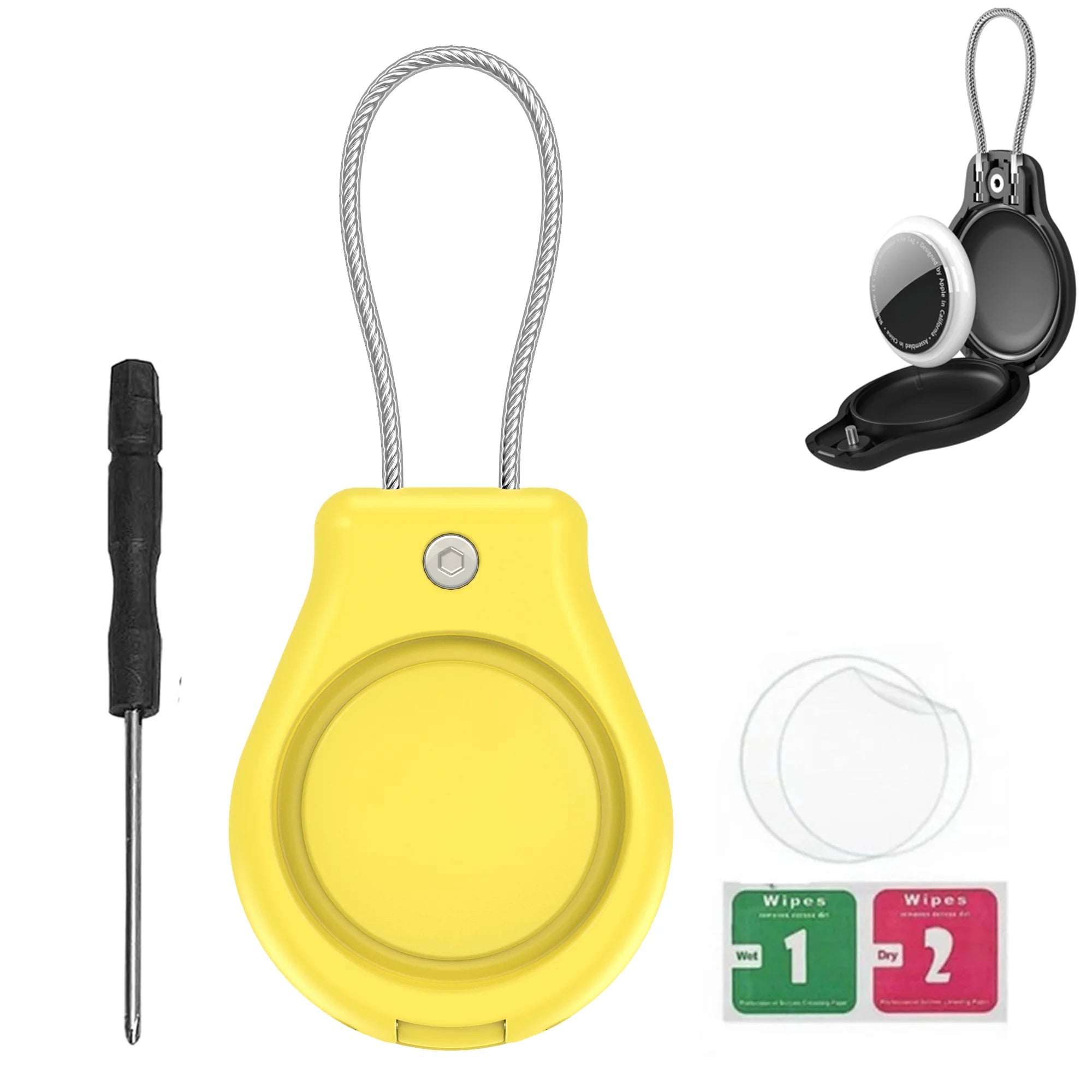 Secure AirTag Holder with Metal Keyring