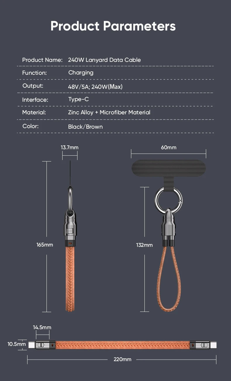 Type-C Quick Charge Cable with Anti-Loss Strap