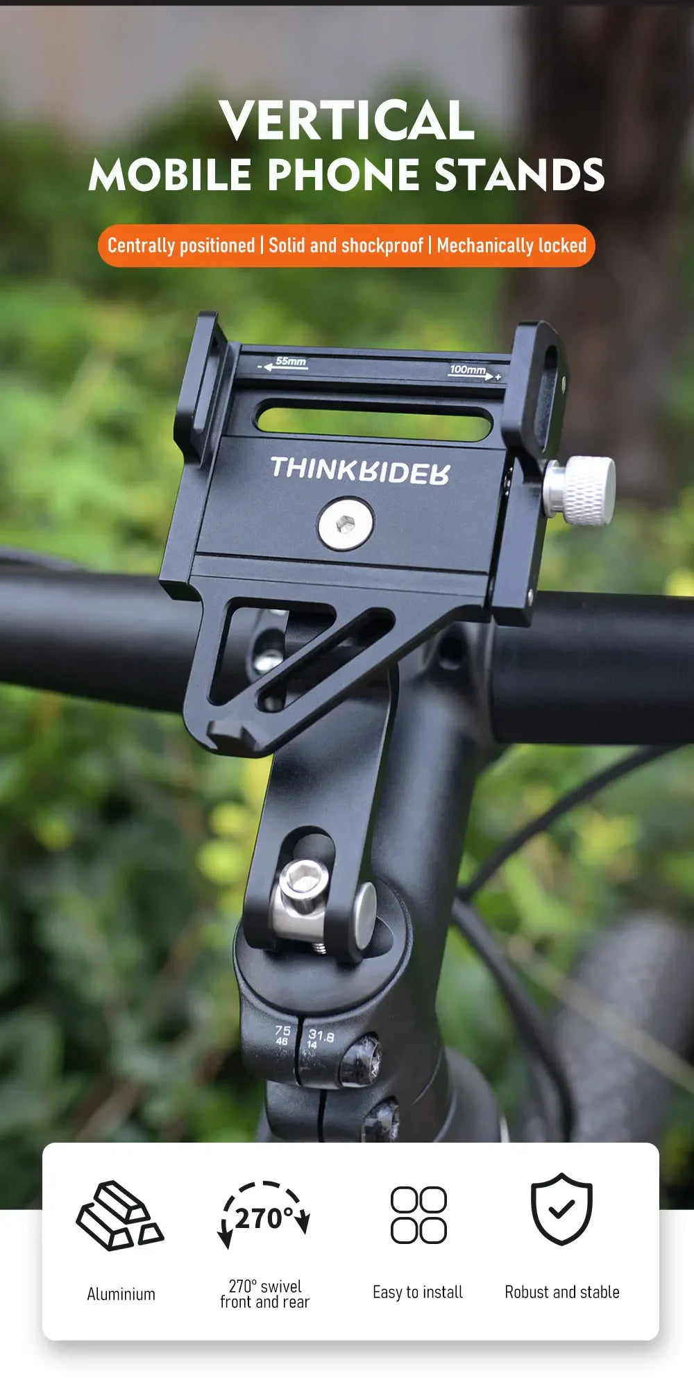 Adjustable Aluminum Bike Phone Mount – Non-Slip