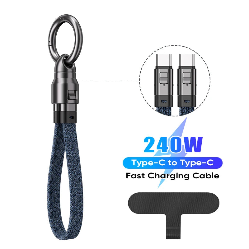 240W USB-C to USB-C Fast Charging Keychain Cable