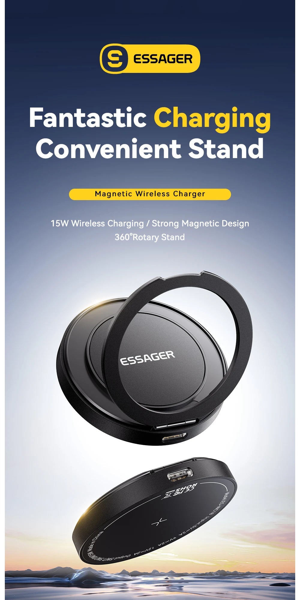 Essager 15W Magnetic Wireless Charger with Holder