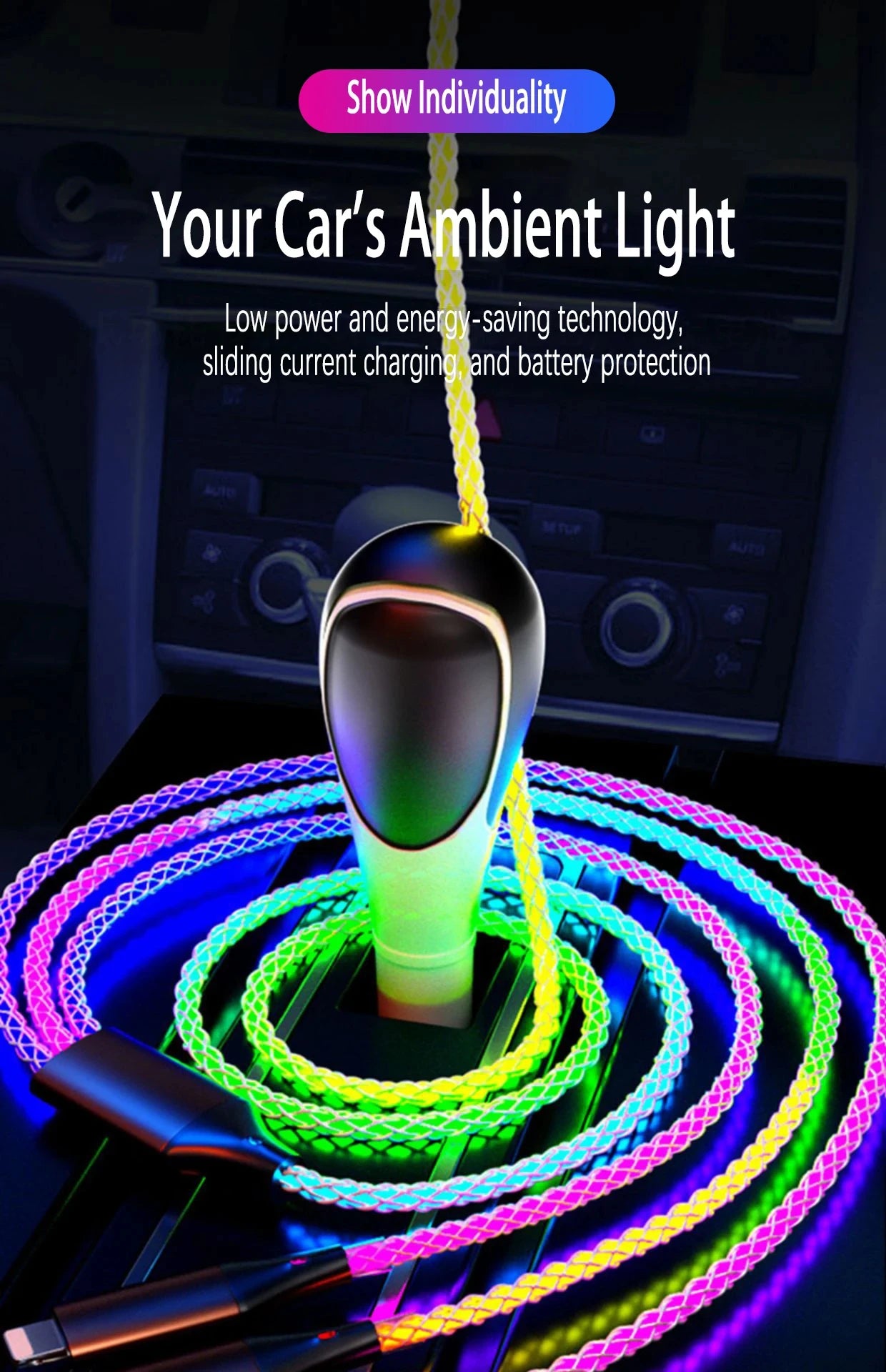 Universal 3-in-1 Fast Charge Cable – RGB Design