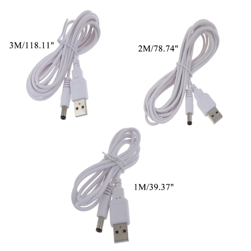 USB to DC 5V Cable – 5.5×2.5mm, 1–3m