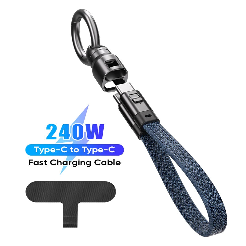 240W USB-C to USB-C Fast Charging Keychain Cable