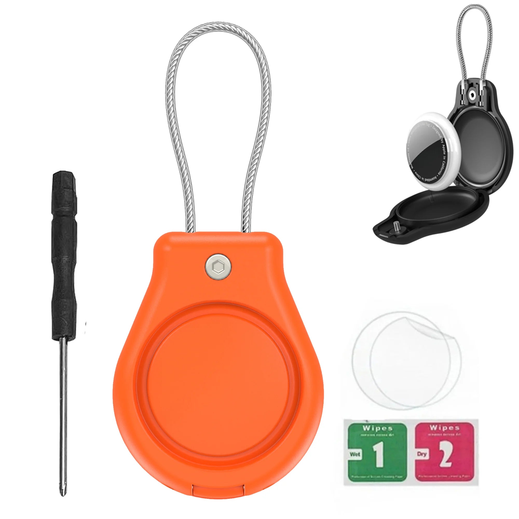 Secure AirTag Holder with Metal Keyring