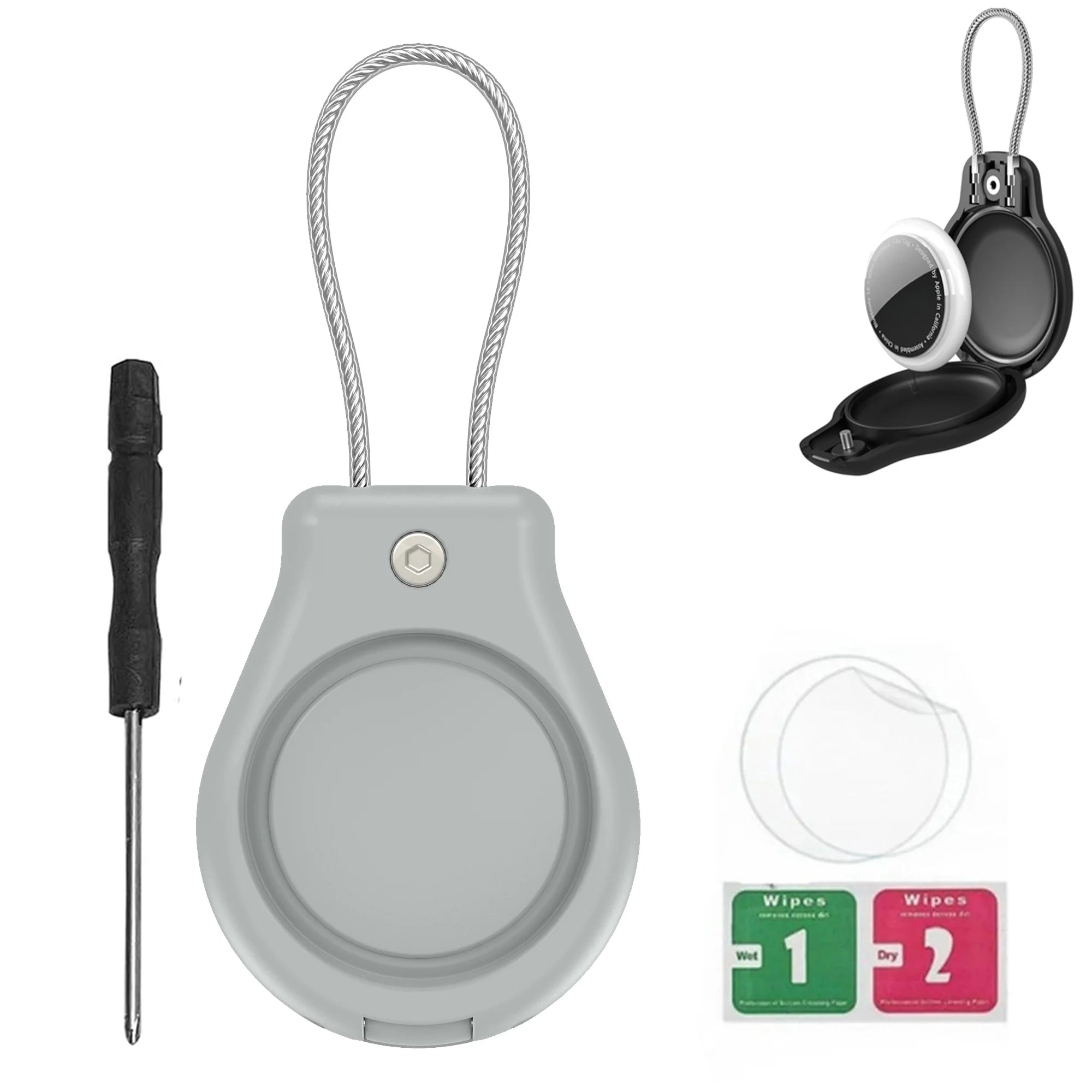 Secure AirTag Holder with Metal Keyring