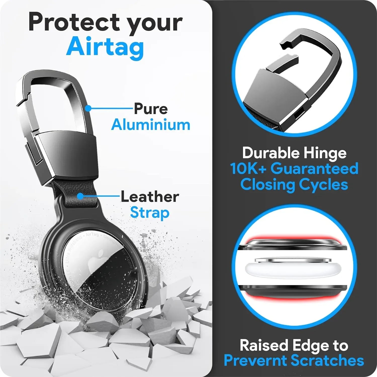 Secure AirTag Holder with Metal Keyring